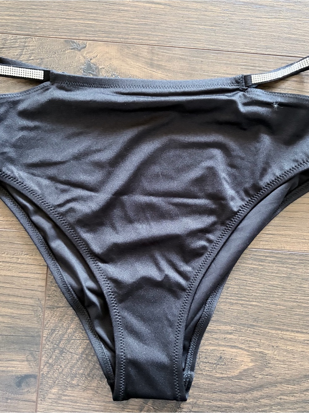Victoria's Secret Black Bikini Bottom with Silver Straps